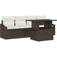 vidaXL Tuinbank Set 5 st Bruin en Crème poly rattan