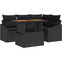 vidaXL Tuinbank Set 5 st Zwart poly rattan
