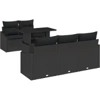 vidaXL Tuinset met 6 zitplaatsen, zwart, van polyrotan
