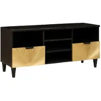 vidaXL TV Kast Zwart en Goud 100 x 33 x 46 cm Bewerkt hout