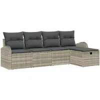 vidaXL Bankstel 5 st Lichtgrijs poly rattan