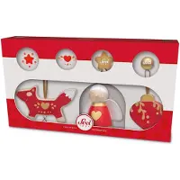 Sevi Kerstdecoraties - - Set kerstdecoratie rood - 3 stuks - Hout - Mix - 28x16x5 cm