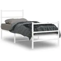 vidaXL - Bedframe - met - hoofd- - en - voeteneinde metaal - wit - 80x200 - cm
