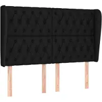 vidaXL Hoofdbord met randen 147x23x118/128 cm stof zwart