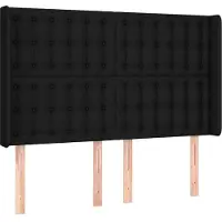 vidaXL Hoofdbord met randen 147x16x118/128 cm stof zwart