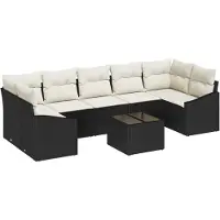 vidaXL Bankstel 8 st Zwart en Crème poly rattan