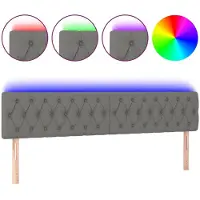 vidaXL Hoofdbord LED 200x7x78/88 cm stof donkergrijs