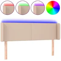 vidaXL Hoofdbord LED 147x16x78/88 cm kunstleer cappuccinokleurig