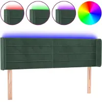 vidaXL Hoofdbord LED 147x16x78/88 cm fluweel donkergroen