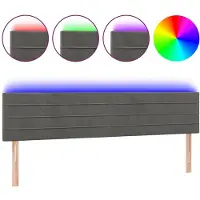 vidaXL Hoofdbord LED 200x5x78/88 cm fluweel donkergrijs