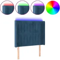 vidaXL Hoofdbord LED 103x16x118/128 cm fluweel donkerblauw