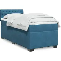 vidaXL Boxspring met matras fluweel donkerblauw 80x200 cm