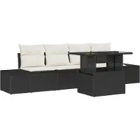 vidaXL Tuinbank Set 5 st Zwart en Crème
