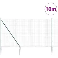 vidaXL Euro-hek met grondpennen 10 x 1,6 m PVC-Coated Staal Groen Mesh