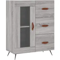 vidaXL Hoge kast 69,5x34x180 cm bewerkt hout grijs sonoma eikenkleurig