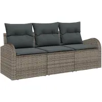 vidaXL Tuinbank Set Grijs poly rattan