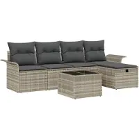 vidaXL Tuinbank Set 6 st Lichtgrijs 55 x 55 x 37 cm poly rattan