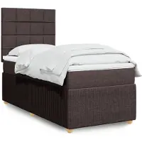 vidaXL Boxspring met matras stof donkerbruin 90x200 cm