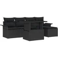 vidaXL Tuinbank Set 6 st Zwart [Synthetisch]: Poly Riet