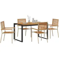 vidaXL Tuin Eettafel Set 5 st Beige en Bruin poly rattan