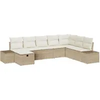 vidaXL Tuinbank Set 8 st Beige poly rattan