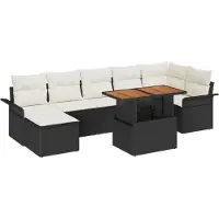 vidaXL Tuinbank Set 8 st Zwart en Crème poly rattan