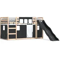 vidaXL Stapelbed met glijbaan en gordijnen wit en zwart 80x200 cm