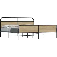 vidaXL Bedframe zonder matras metaal gerookt eikenkleurig 193x203 cm