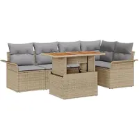 vidaXL Tuinbank Set 6 st beige en lichtgrijs