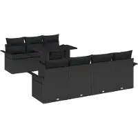 vidaXL Tuinset met 8 zitplaatsen, zwart, van polyrotan