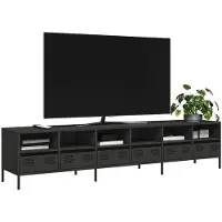vidaXL Tv-meubel 202x39x43,5 cm koudgewalst staal zwart