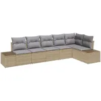 vidaXL Tuinbank Set 6 st Beige en Lichtgrijs poly rattan