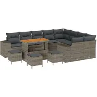 vidaXL Tuinbank Set 13 st Grijs poly rattan