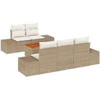 vidaXL Tuinbank Set 6 st Beige poly rattan