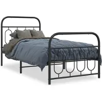 vidaXL Bedframe met hoofd- en voeteneinde metaal zwart 90x200 cm