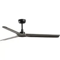 Faro Plafondventilator Heywood M DC, zwart/hout donker, zwart, Woon-/ Eetkamer, Hout, Modern