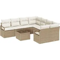 vidaXL Bankstel 9 st 8-Aantal zitplaatsen Beige en Crème Polyrattan