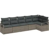 vidaXL Tuinbank Set 6 st Grijs poly rattan