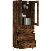 vidaXL Hoge kast 69,5x34x180 cm bewerkt hout gerookt eikenkleurig