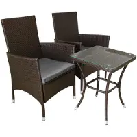 MonsterShop JardàBistro Set Rotan 3PC Buitentuin Stoel Tafel Patio Eetkamer Balkon Bruin