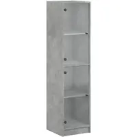 vidaXL Hoge kast met glazen deuren 35x37x142 cm betongrijs