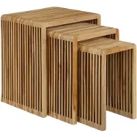 Mica Decorations Yonker Bijzettafel - Set van 3 - L44 x B34 x H50 cm - Gerecycled Hout - Bruin