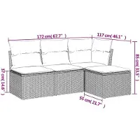 vidaXL 4-delige Loungeset met kussens poly rattan beige