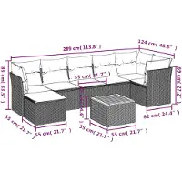 vidaXL 8-delige Loungeset met kussens poly rattan zwart