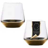 Intirilife 2x Drinkglas met goudkleurige bodem - 350 ml inhoud - watersapglas kristalglas tumbler schokbestendig