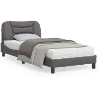 vidaXL Bedframe zonder matras "Hvar" kunstleer grijs 90x200 cm