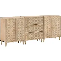 vidaXL Bijzetkasten 3 st 60x33x75 cm massief mangohout