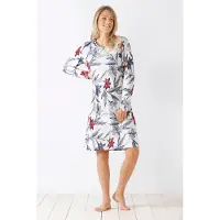 Hajo Nachthemd blauwe bloemen - Blauw - Maat - 36/38