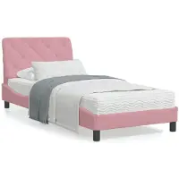 vidaXL Bedframe zonder matras fluweel roze 80x200 cm