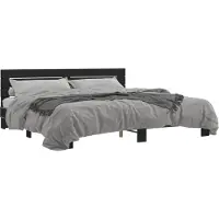 vidaXL Bedframe bewerkt hout metaal zwart 200x200 cm